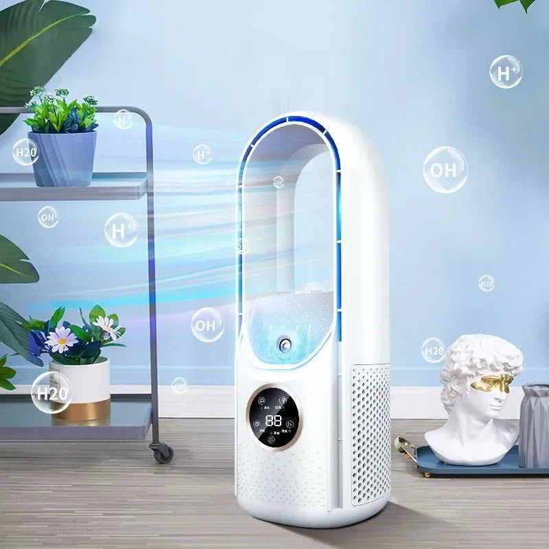 Bladeless Small Cooling Fan Portable USB Air Cooling Fan 6-speed Adjustable 5W Low Noise Vertical Desktop Fanless Blade Cooler