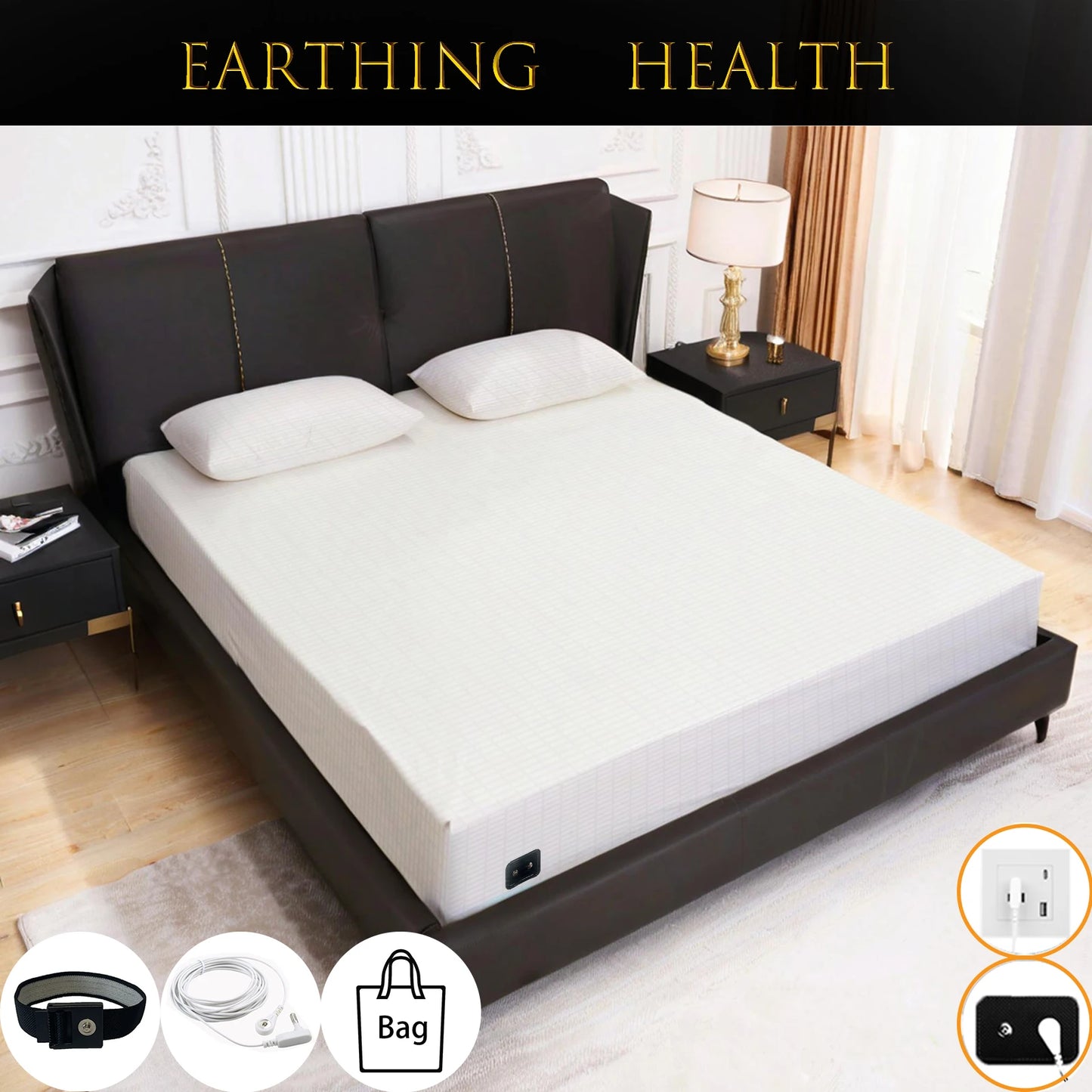 Earthing Fitted Bed Sheets Conductive Silver Fiber Grounded Bedsheet Anti-ESD Radiation Proof Release Electrostatic