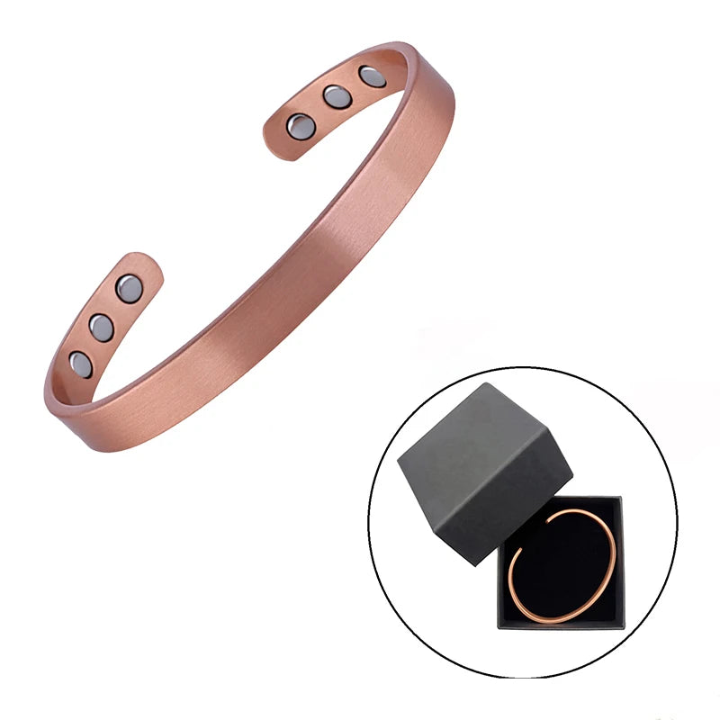 Simple Jewelry Set Pure Copper Bracelet Rings Cuff Magnetic Bangles For Women Men Arthritis Health Solid Copper Jewelry