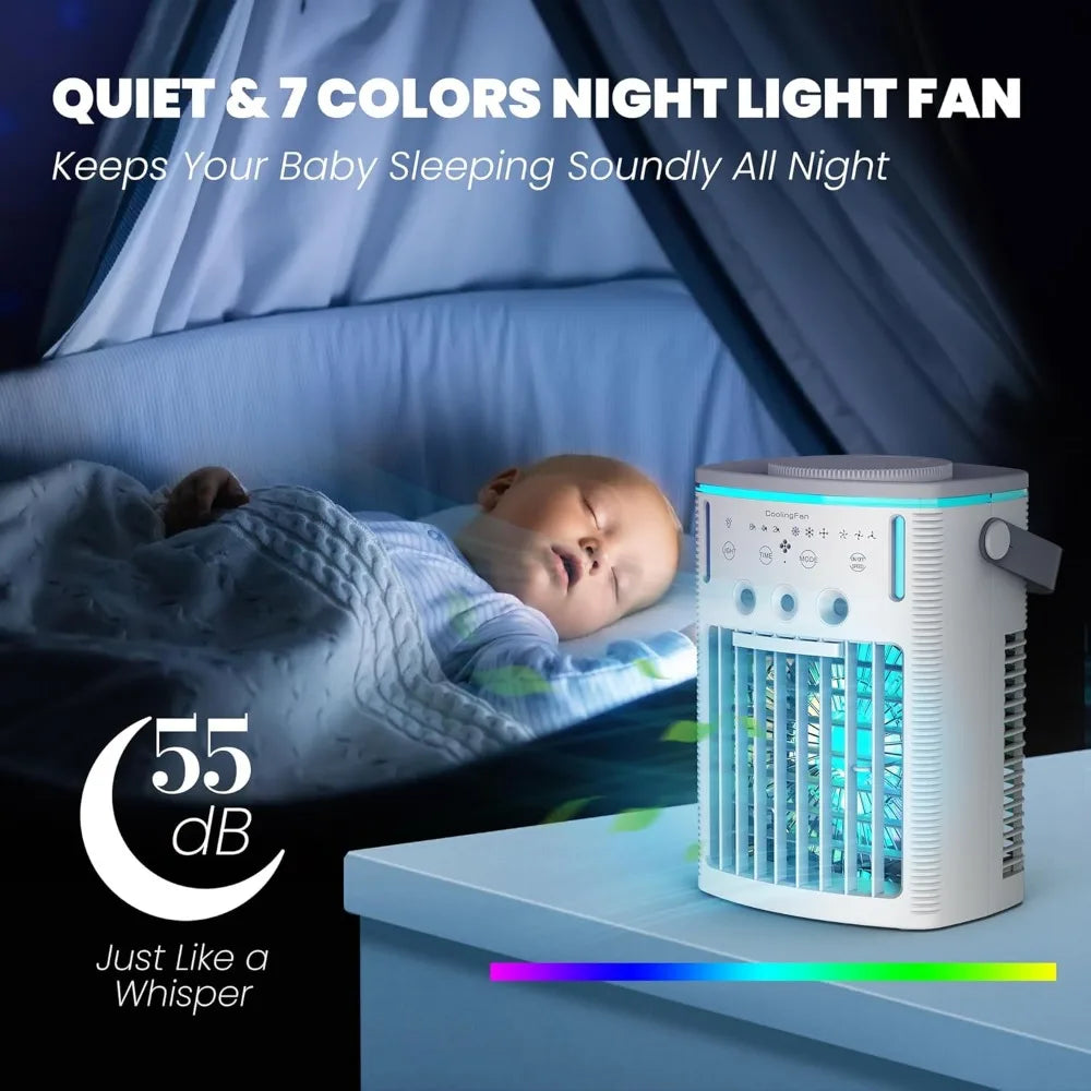 Portable Air Conditioners Fan,Small Cooler Evaporative Air Conditioner with Remoter,Mini Portable AC ,3-in-1 Desktop Mini