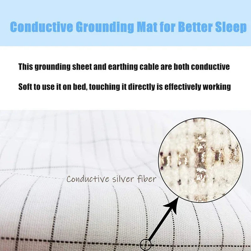 Earthing Bed Sheet Anti-static Grounding Sheet Conductive 95% Cotton and 5% Soft Silver Fiber Flat Sheets Sleep Bed Mat