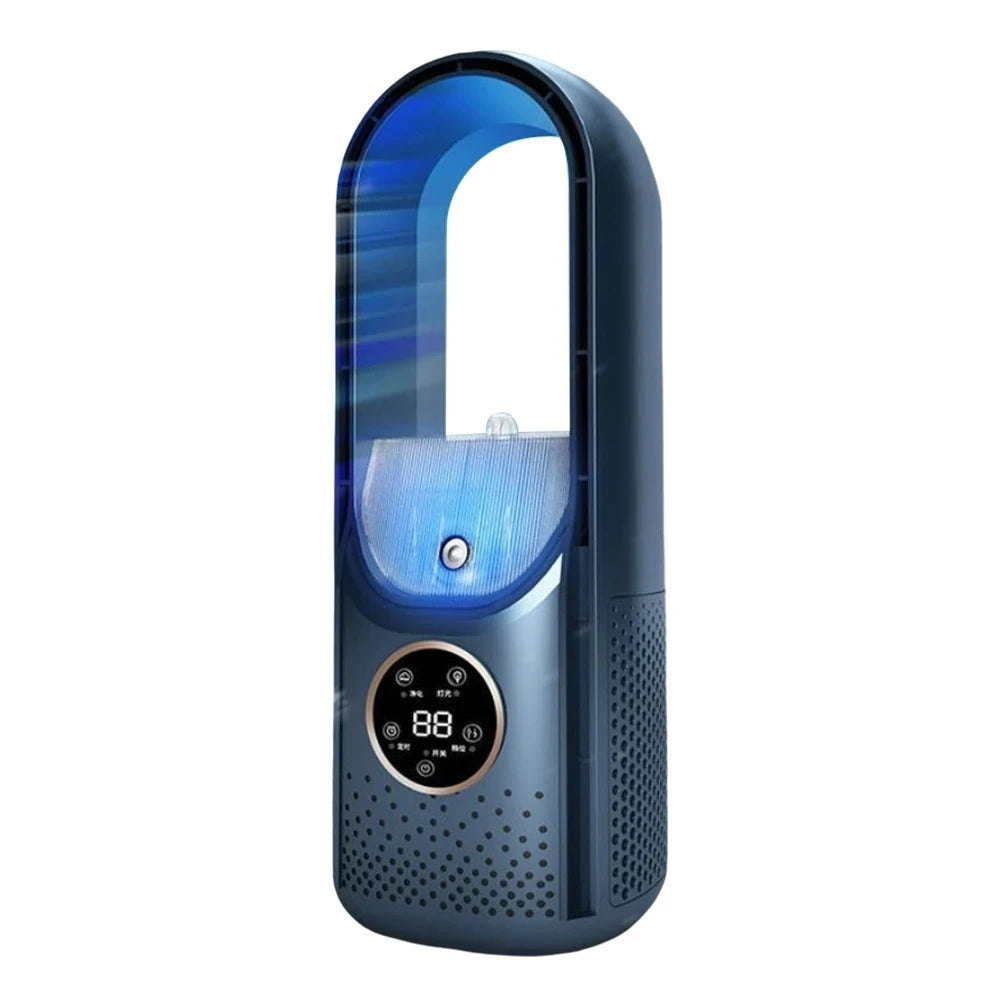 Bladeless Small Cooling Fan Portable USB Air Cooling Fan 6-speed Adjustable 5W Low Noise Vertical Desktop Fanless Blade Cooler