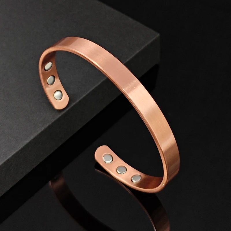 Simple Jewelry Set Pure Copper Bracelet Rings Cuff Magnetic Bangles For Women Men Arthritis Health Solid Copper Jewelry