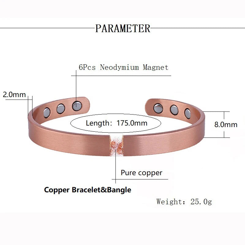Simple Jewelry Set Pure Copper Bracelet Rings Cuff Magnetic Bangles For Women Men Arthritis Health Solid Copper Jewelry