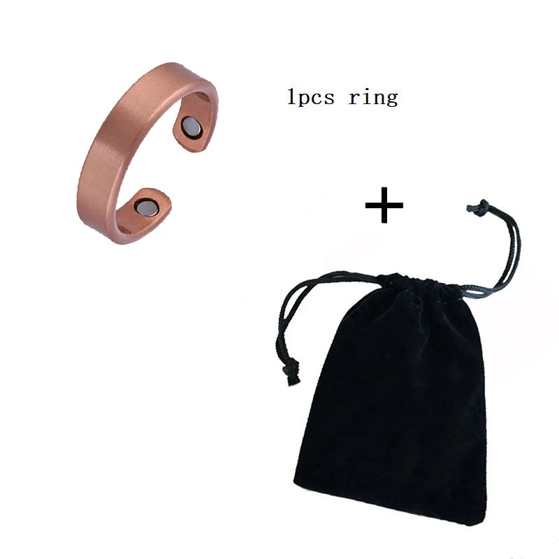 Simple Jewelry Set Pure Copper Bracelet Rings Cuff Magnetic Bangles For Women Men Arthritis Health Solid Copper Jewelry