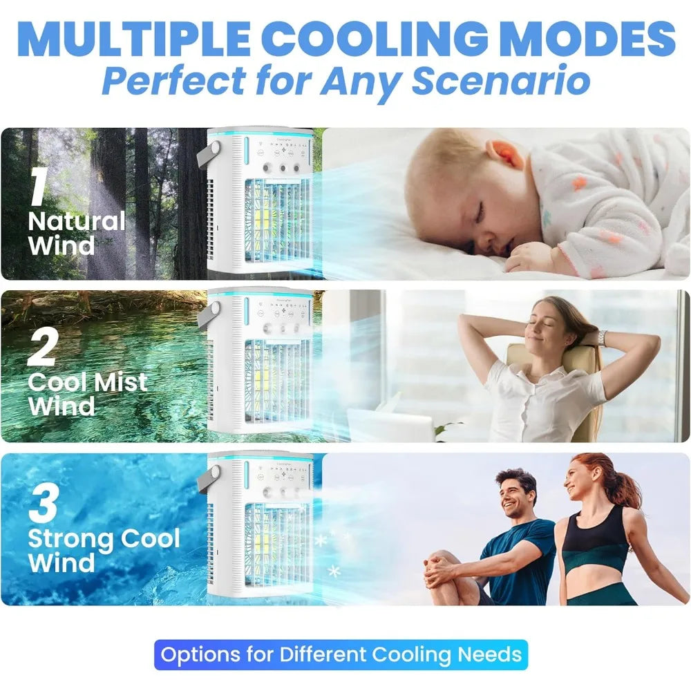 Portable Air Conditioners Fan,Small Cooler Evaporative Air Conditioner with Remoter,Mini Portable AC ,3-in-1 Desktop Mini