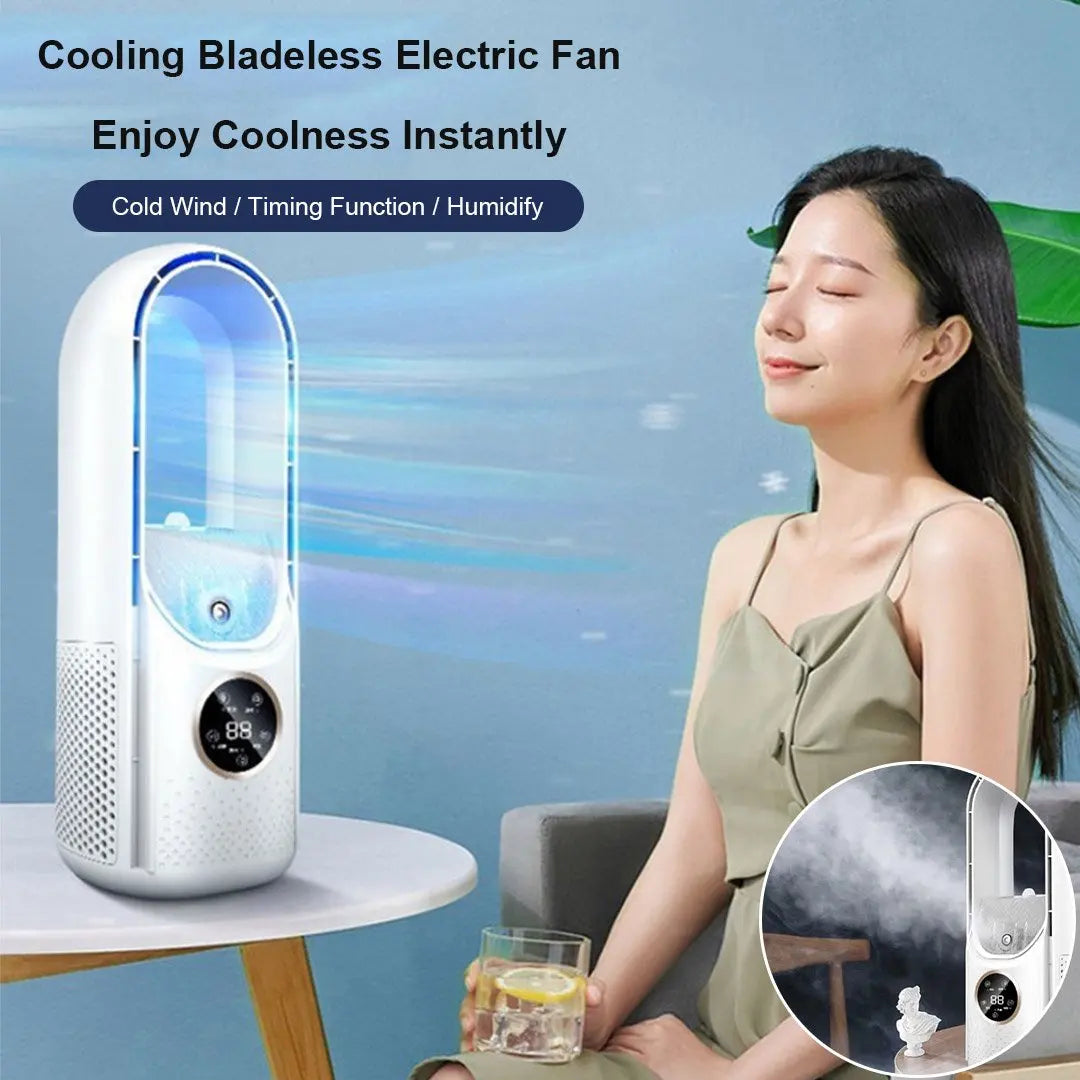 Bladeless Small Cooling Fan Portable USB Air Cooling Fan 6-speed Adjustable 5W Low Noise Vertical Desktop Fanless Blade Cooler