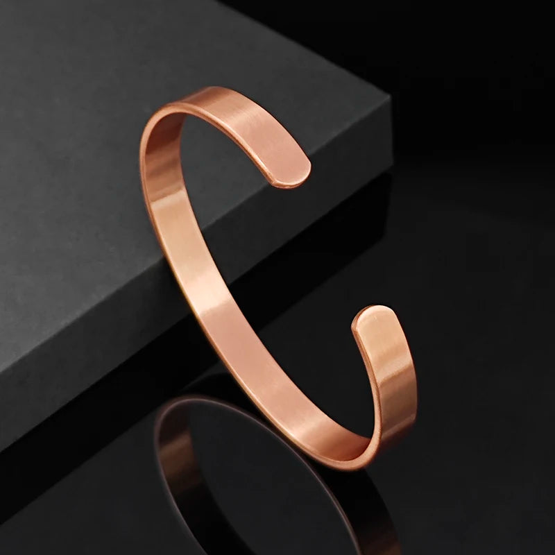 Simple Jewelry Set Pure Copper Bracelet Rings Cuff Magnetic Bangles For Women Men Arthritis Health Solid Copper Jewelry