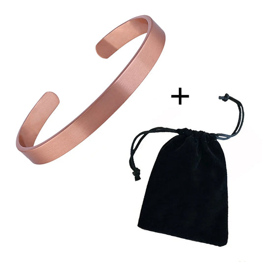 Simple Jewelry Set Pure Copper Bracelet Rings Cuff Magnetic Bangles For Women Men Arthritis Health Solid Copper Jewelry
