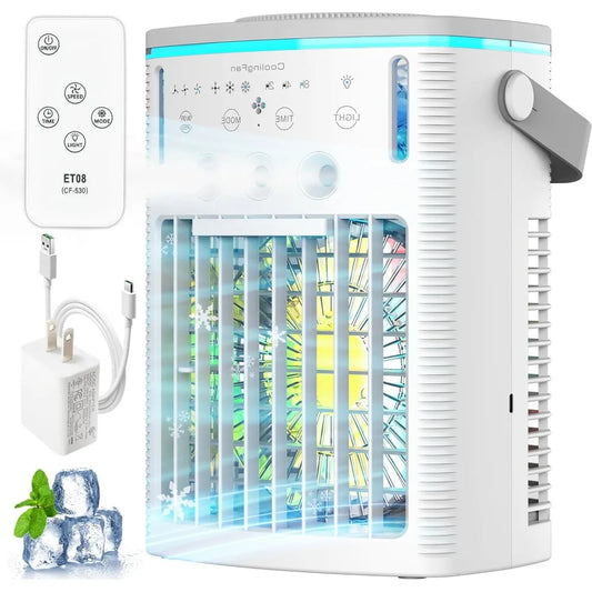Portable Air Conditioners Fan,Small Cooler Evaporative Air Conditioner with Remoter,Mini Portable AC ,3-in-1 Desktop Mini